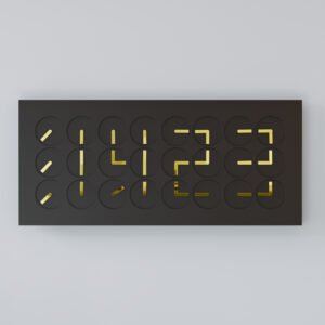ONTIME24 kinetic art clock with black stone housing and gold-finish hands