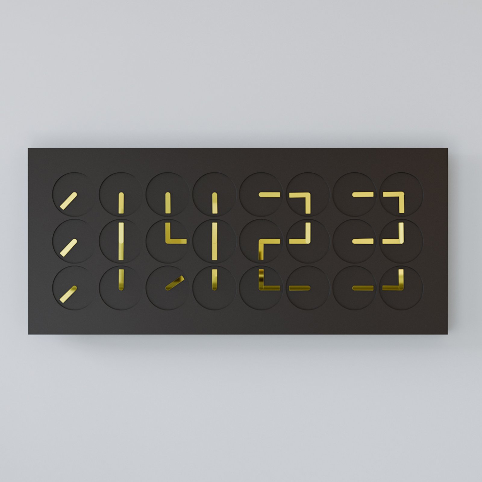 ONTIME24 kinetic art clock with black stone housing and gold-finish hands